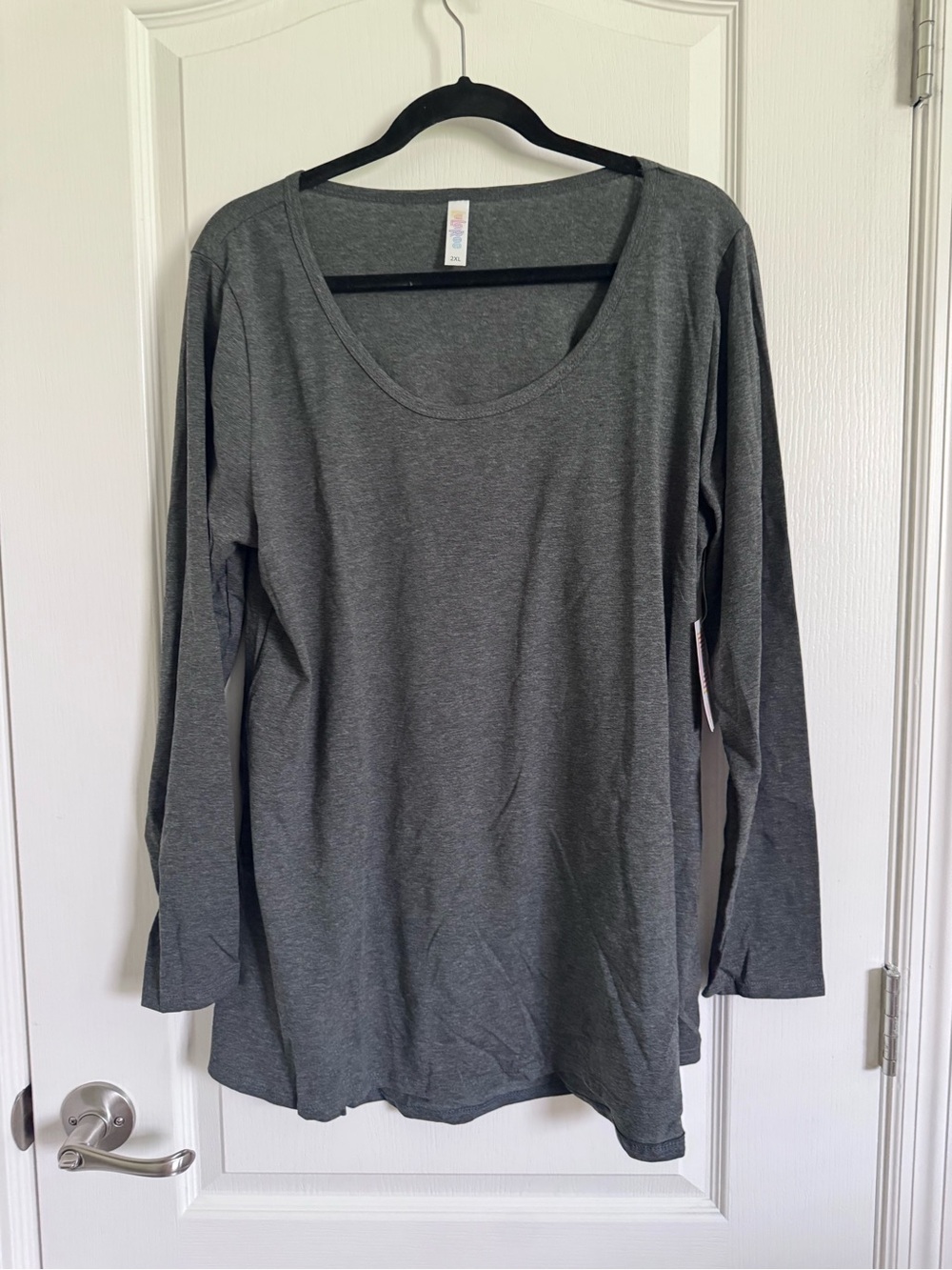 LuLaRoe Lynnae Gray Scoop Neck Long Sleeve Top